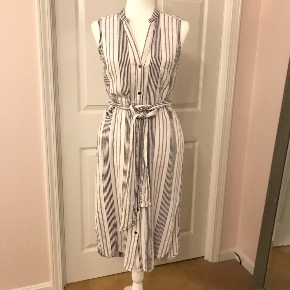 Striped midi length shirt dress